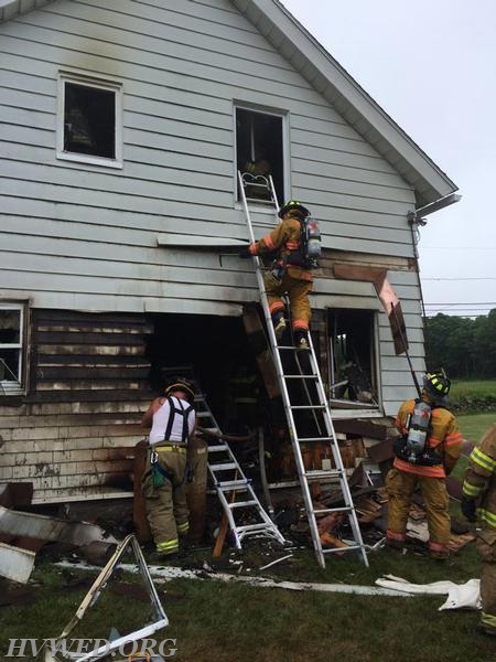 Shumankanuc Hill Rd House Fire 7/16/14
On the ladder FF Fox and pulling siding FF Ahrens